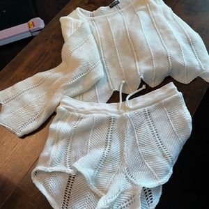 Nasty Gal Two Piece White PJ Set